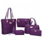 Fashion Diamond Lattice Women Brands Oxford Women Shoulder Bags Ladies Tote Handbag+Crossbody Bag+Wallet+Purse 6 Sets