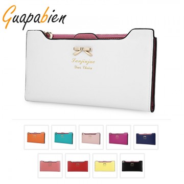 Guapabien Thin Long Women Wallets Designer Brand Clutch Purse Lady Party Handbags Female Card Holder Case Zipper Standard Wallet